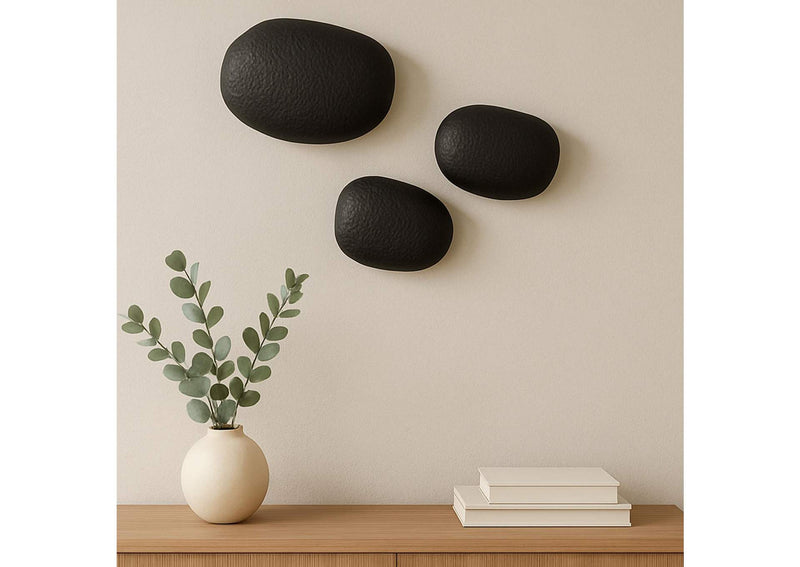 FI-1136-02 Breton Cast Aluminum Wall Sculpture Black - Set Of 3