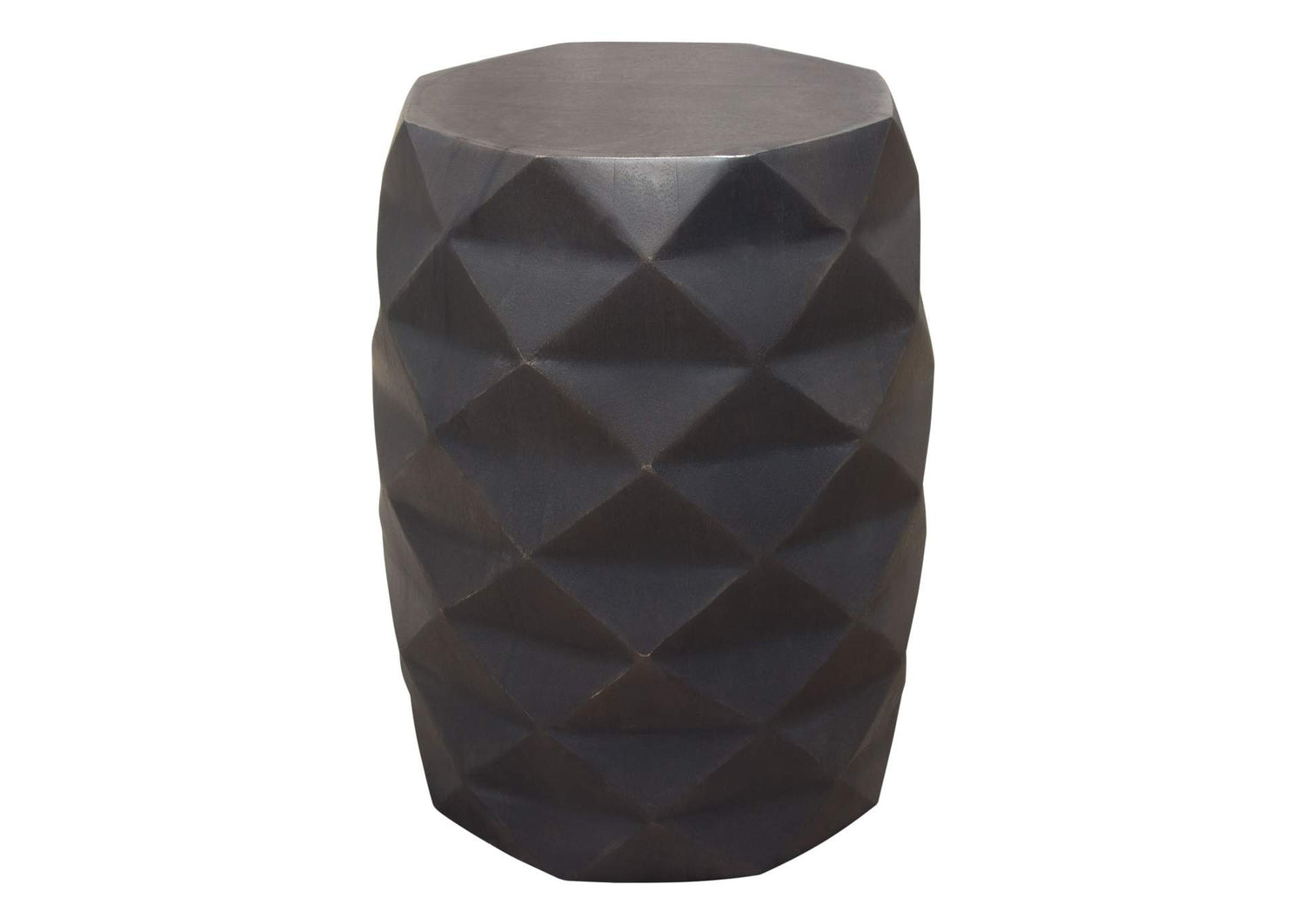 FIGETGR Fig Solid Mango Wood Accent Table In Grey Finish W/ Geometric Motif