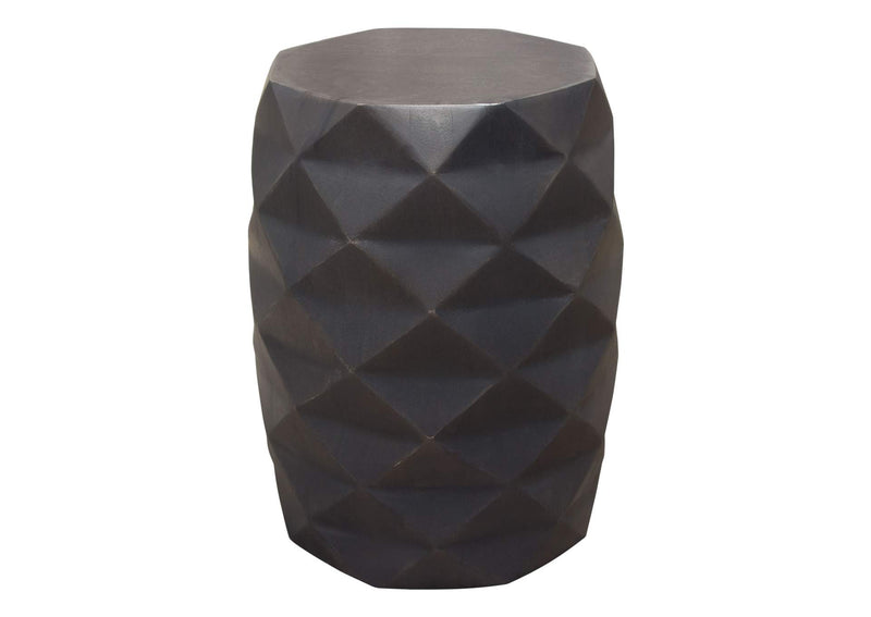 FIGETGR Fig Solid Mango Wood Accent Table In Grey Finish W/ Geometric Motif