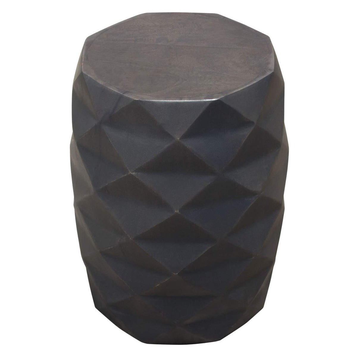 FIGETGR Fig Solid Mango Wood Accent Table In Grey Finish W/ Geometric Motif