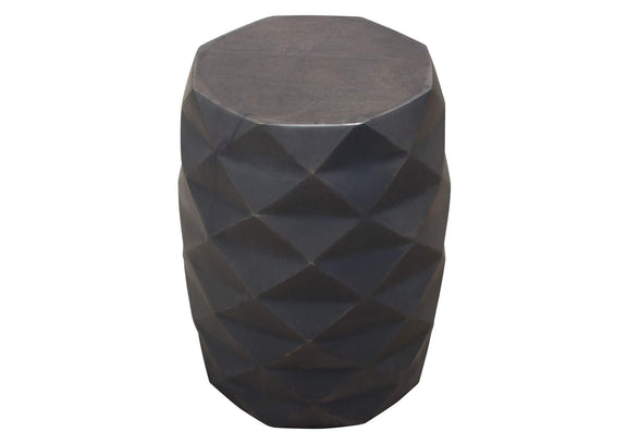 FIGETGR Fig Solid Mango Wood Accent Table In Grey Finish W/ Geometric Motif