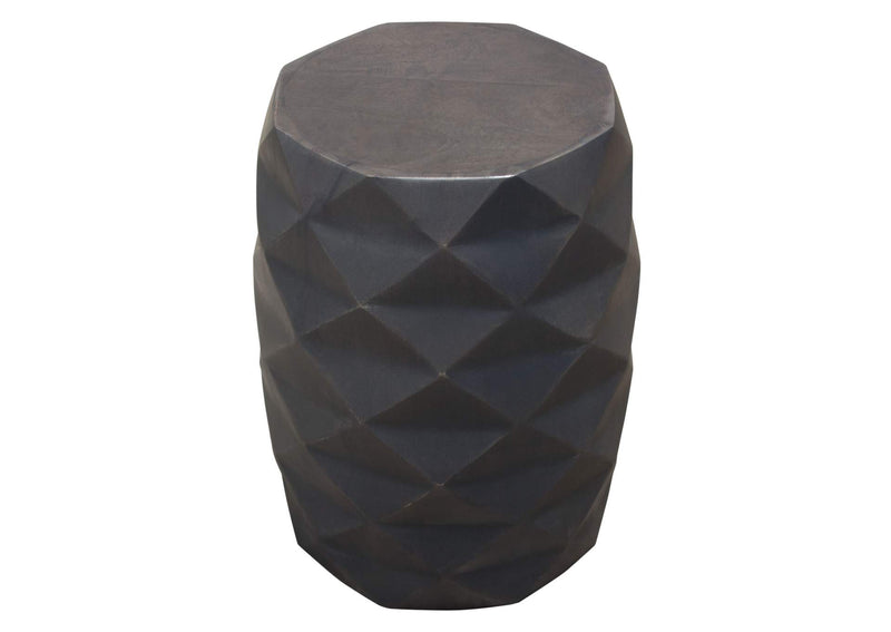 FIGETGR Fig Solid Mango Wood Accent Table In Grey Finish W/ Geometric Motif