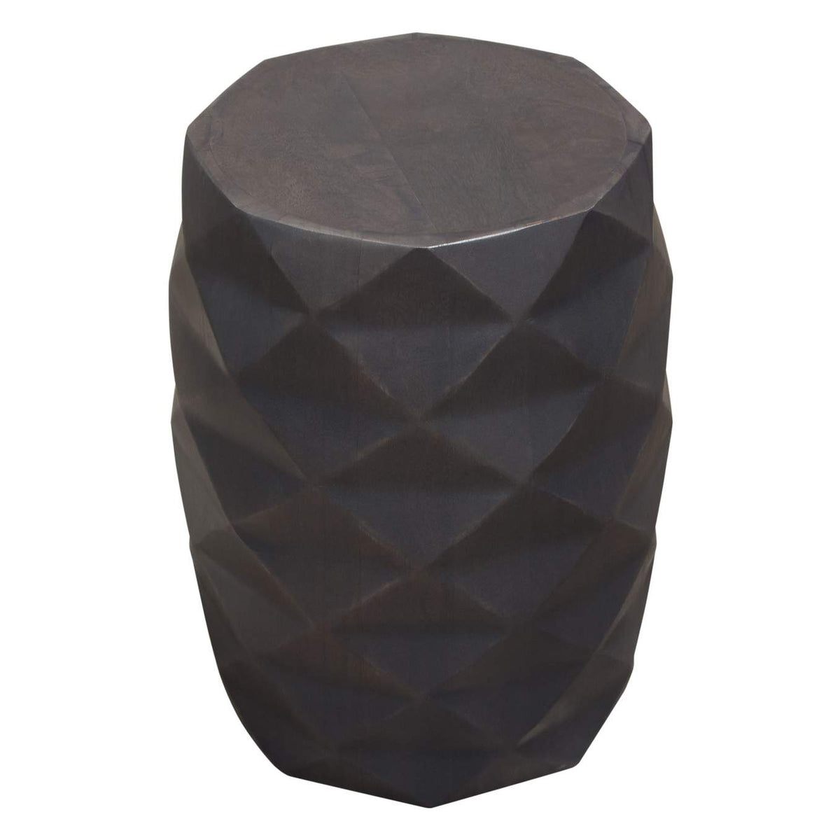 FIGETGR Fig Solid Mango Wood Accent Table In Grey Finish W/ Geometric Motif