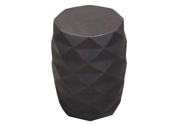 FIGETGR Fig Solid Mango Wood Accent Table In Grey Finish W/ Geometric Motif