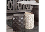 FIGETGR Fig Solid Mango Wood Accent Table In Grey Finish W/ Geometric Motif