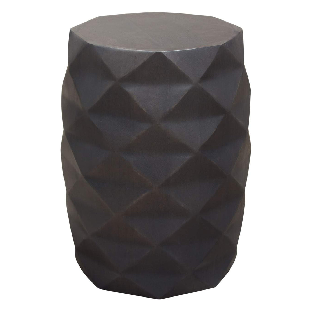 FIGETGR Fig Solid Mango Wood Accent Table In Grey Finish W/ Geometric Motif