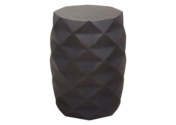 FIGETGR Fig Solid Mango Wood Accent Table In Grey Finish W/ Geometric Motif