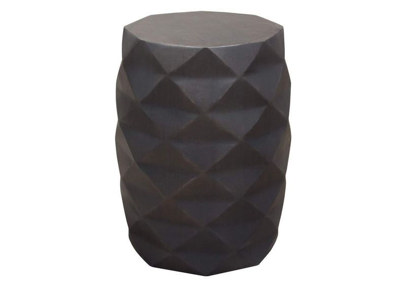 FIGETGR Fig Solid Mango Wood Accent Table In Grey Finish W/ Geometric Motif