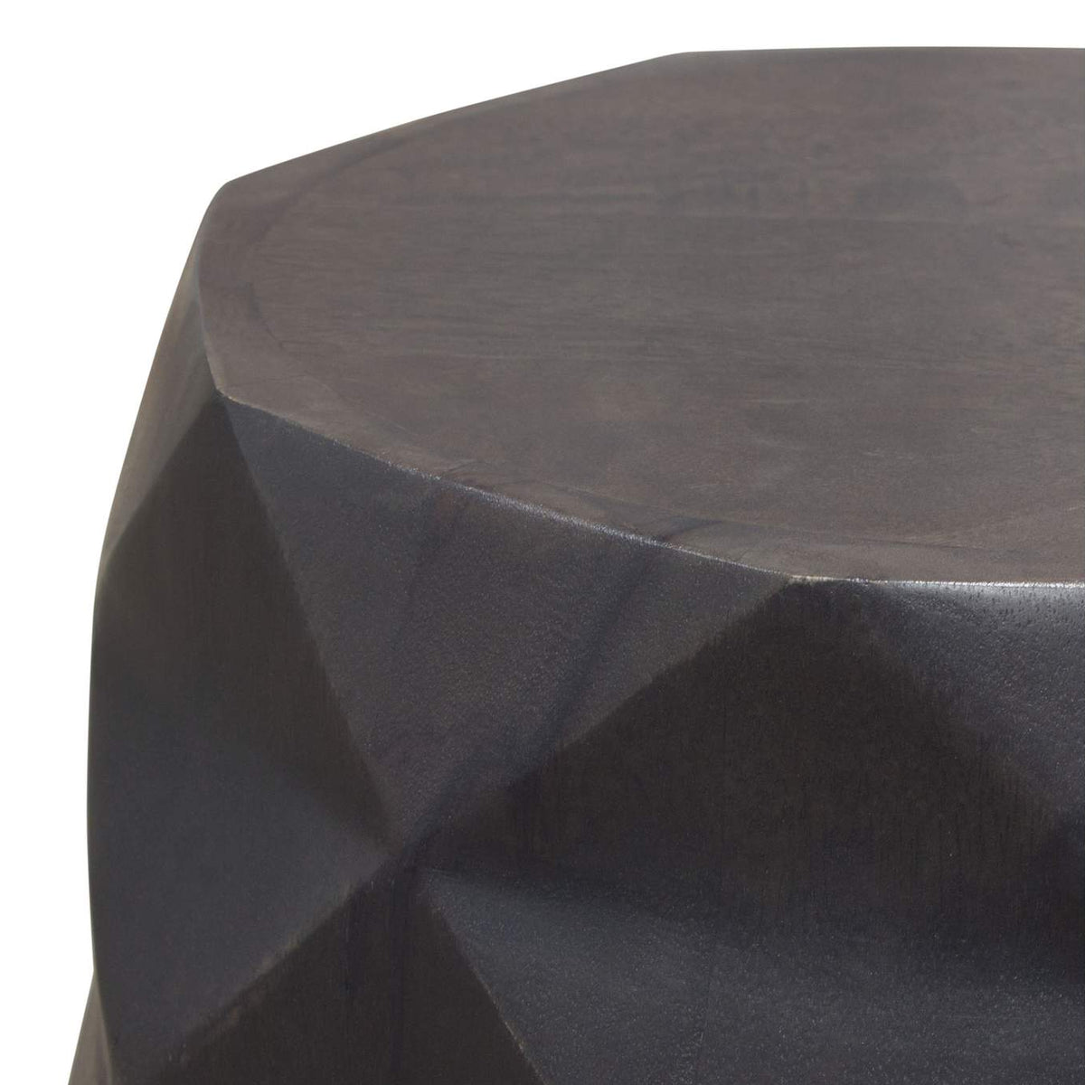 FIGETGR Fig Solid Mango Wood Accent Table In Grey Finish W/ Geometric Motif