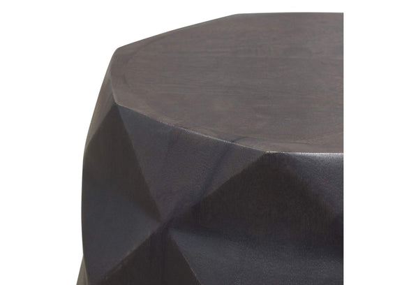 FIGETGR Fig Solid Mango Wood Accent Table In Grey Finish W/ Geometric Motif