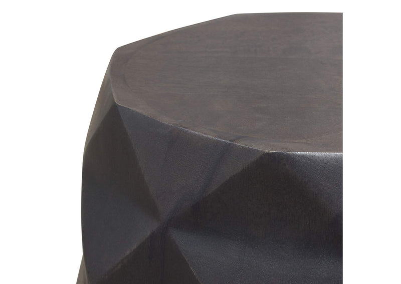 FIGETGR Fig Solid Mango Wood Accent Table In Grey Finish W/ Geometric Motif