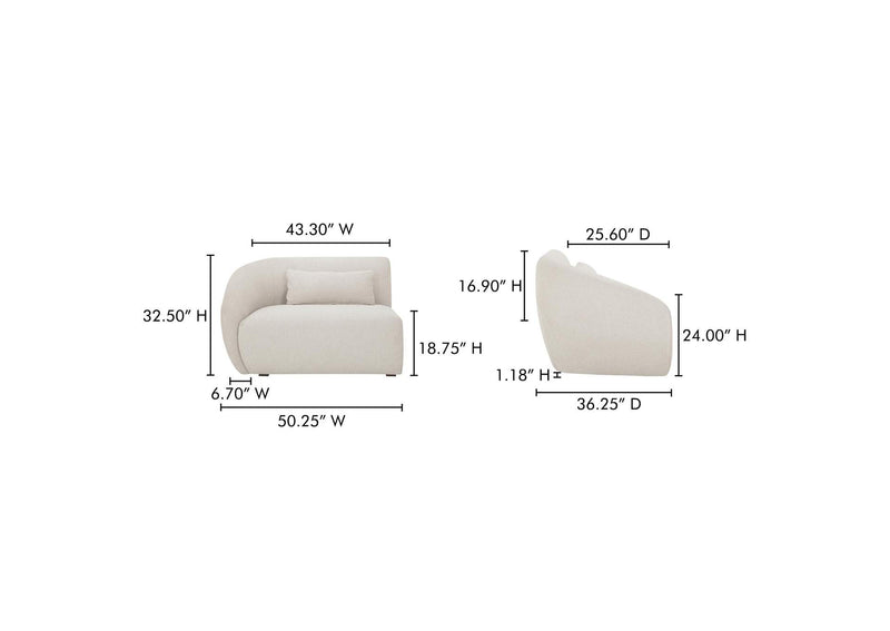 FO-1010-18 Amelia Left Arm Facing Chair Warm White