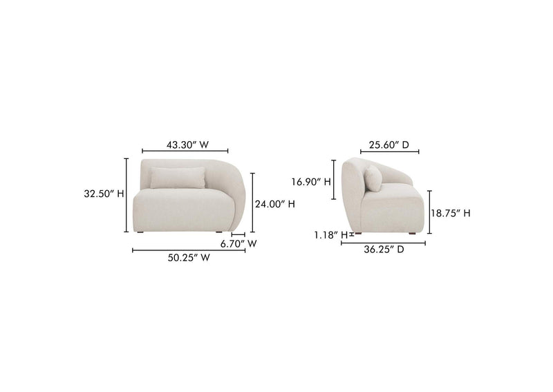 FO-1011-18 Amelia Right Arm Facing Chair Warm White