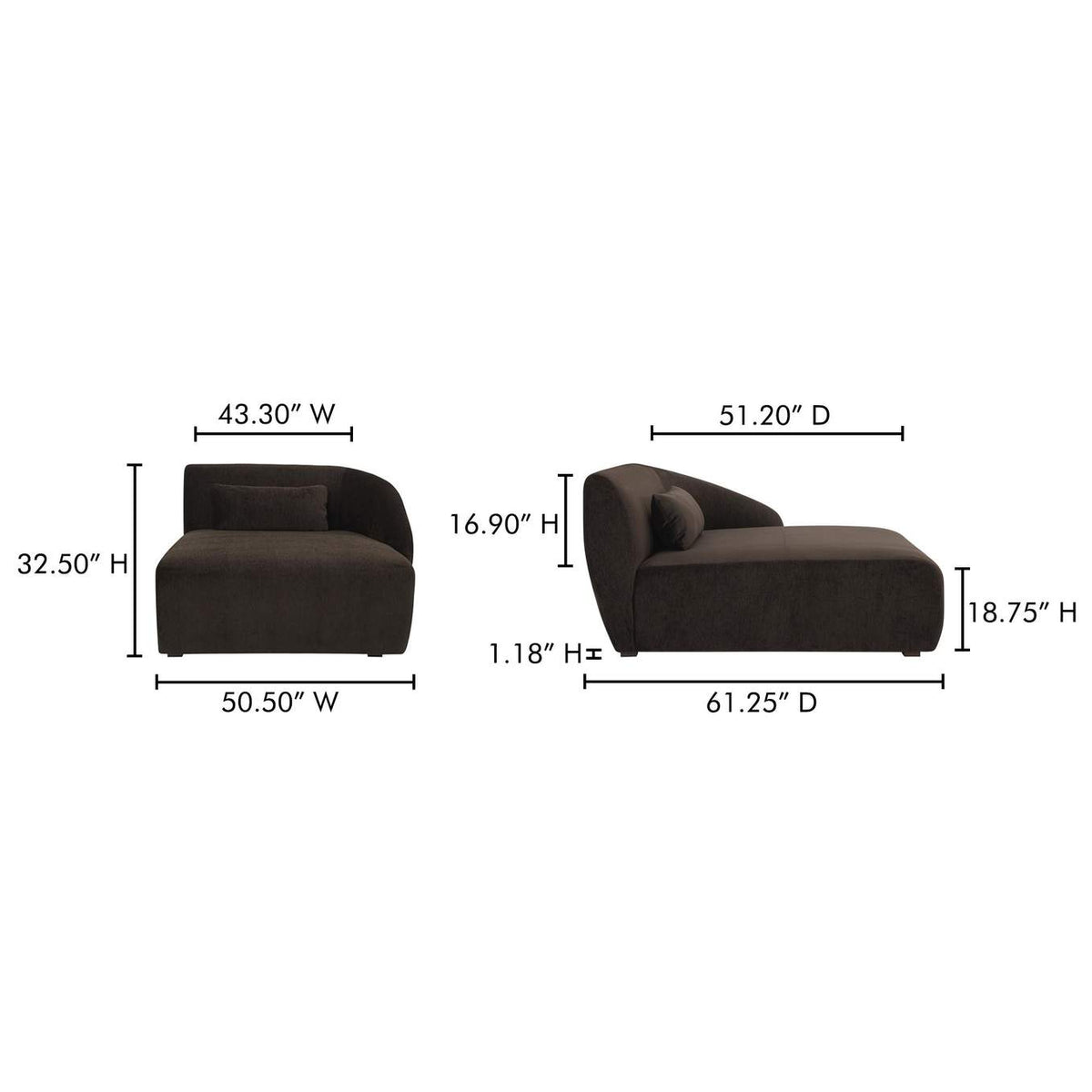 FO-1015-20 Amelia Right Arm Facing Chaise Espresso