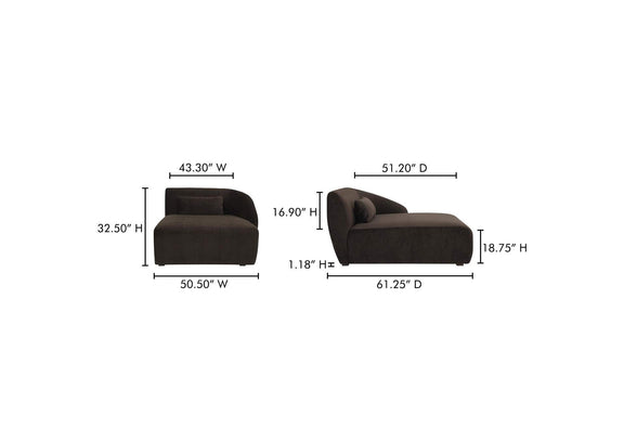 FO-1015-20 Amelia Right Arm Facing Chaise Espresso