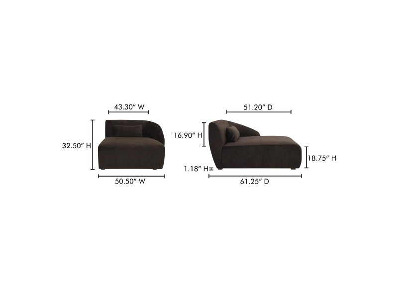 FO-1015-20 Amelia Right Arm Facing Chaise Espresso
