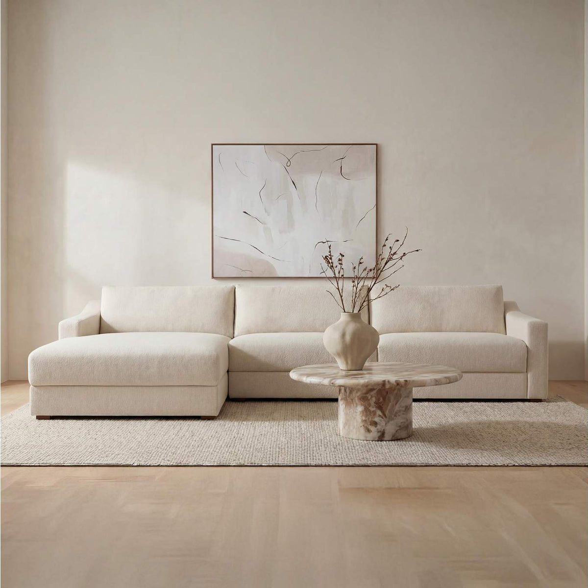 FO-1058-05-L-0 Farrow Sectional Flecked Oat Left