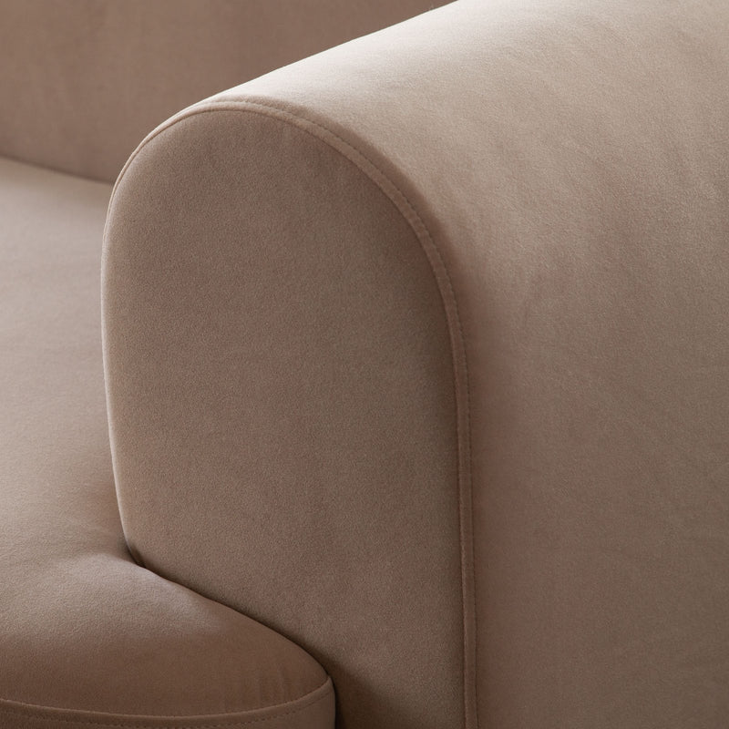Form Sofa in Camel Performance Velvet w/ (2) Accent Pillow Balls