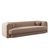 Form Sofa in Camel Performance Velvet w/ (2) Accent Pillow Balls