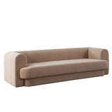 Form Sofa in Camel Performance Velvet w/ (2) Accent Pillow Balls