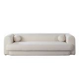 Form Sofa in Ivory Boucle Fabric w/ (2) Accent Pillow Balls