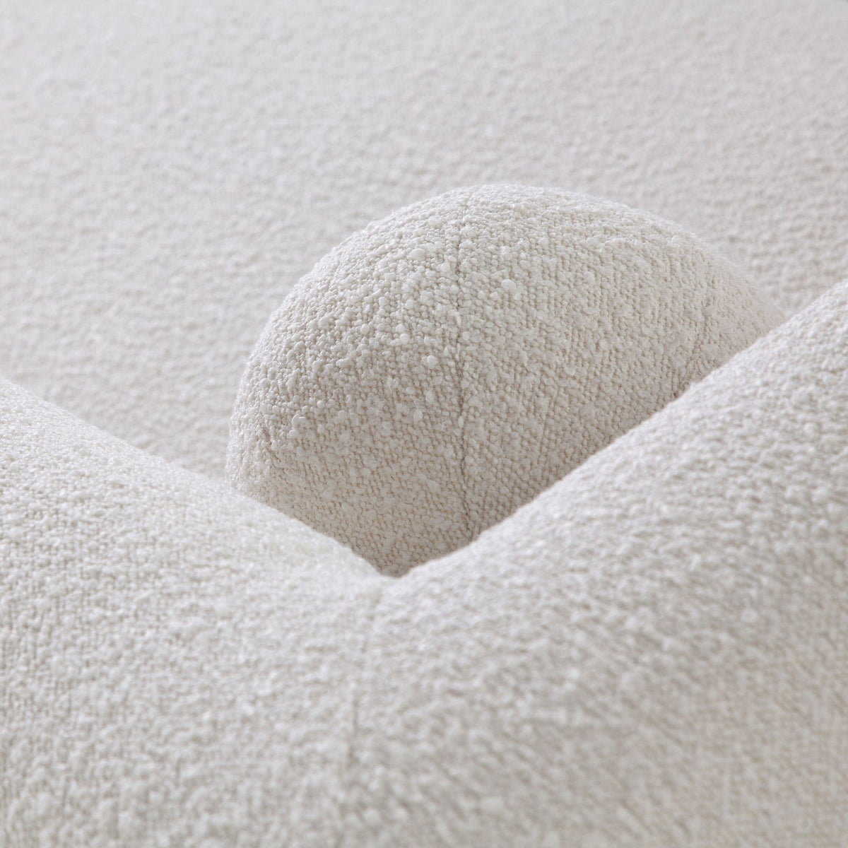 Form Sofa in Ivory Boucle Fabric w/ (2) Accent Pillow Balls