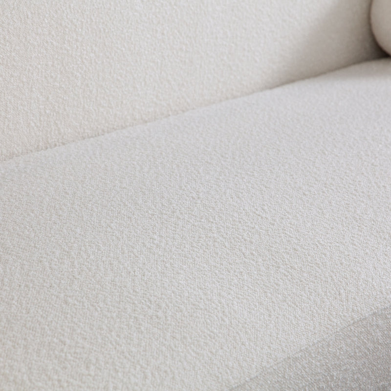 Form Sofa in Ivory Boucle Fabric w/ (2) Accent Pillow Balls