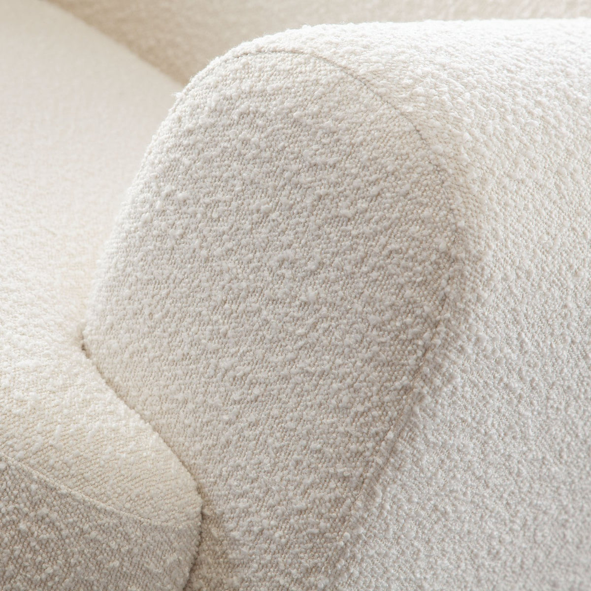 Form Sofa in Ivory Boucle Fabric w/ (2) Accent Pillow Balls