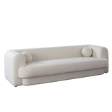 Form Sofa in Ivory Boucle Fabric w/ (2) Accent Pillow Balls
