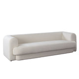 Form Sofa in Ivory Boucle Fabric w/ (2) Accent Pillow Balls