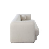 Form Sofa in Ivory Boucle Fabric w/ (2) Accent Pillow Balls