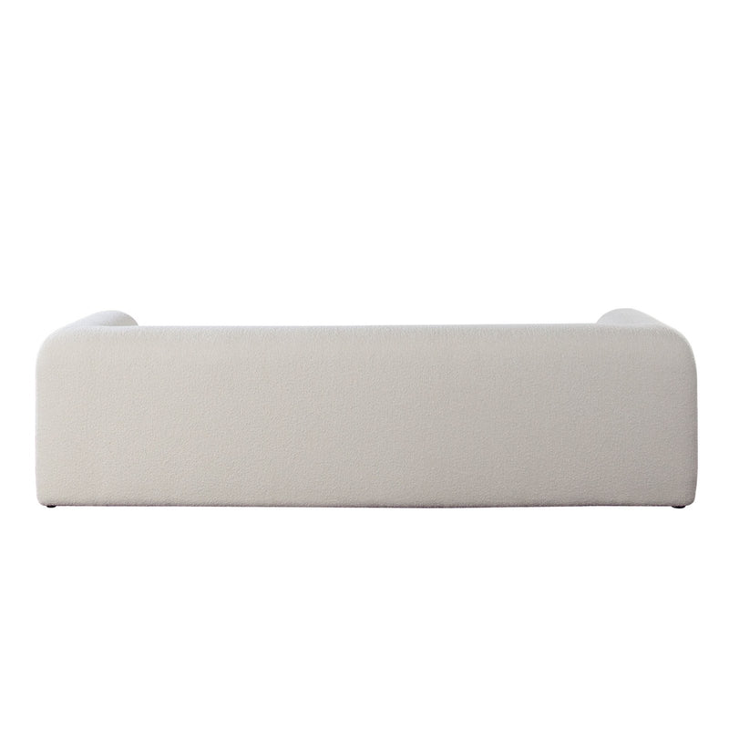 Form Sofa in Ivory Boucle Fabric w/ (2) Accent Pillow Balls