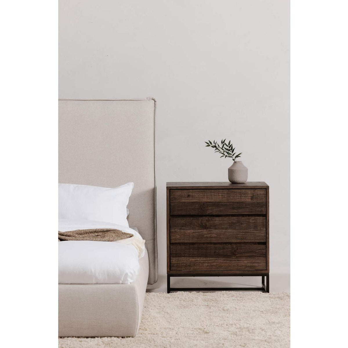 FR-1030-21 Elena 3 Drawer Nightstand Brown