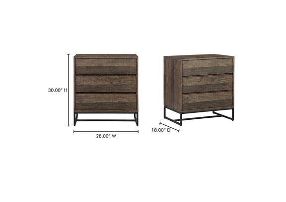 FR-1030-21 Elena 3 Drawer Nightstand Brown