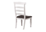 DLU-FC1432W-2 Sunset Trading French Chic Ladder Back Chairs | Set of 2 Highback Chairs | Two-Tone Antique White & Walnut Brown Solid Wood | Dining and Kitchen Seating