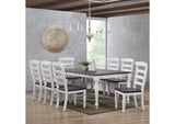 DLU-FC1432W-2 Sunset Trading French Chic Ladder Back Chairs | Set of 2 Highback Chairs | Two-Tone Antique White & Walnut Brown Solid Wood | Dining and Kitchen Seating