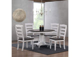 DLU-FC1432W-2 Sunset Trading French Chic Ladder Back Chairs | Set of 2 Highback Chairs | Two-Tone Antique White & Walnut Brown Solid Wood | Dining and Kitchen Seating
