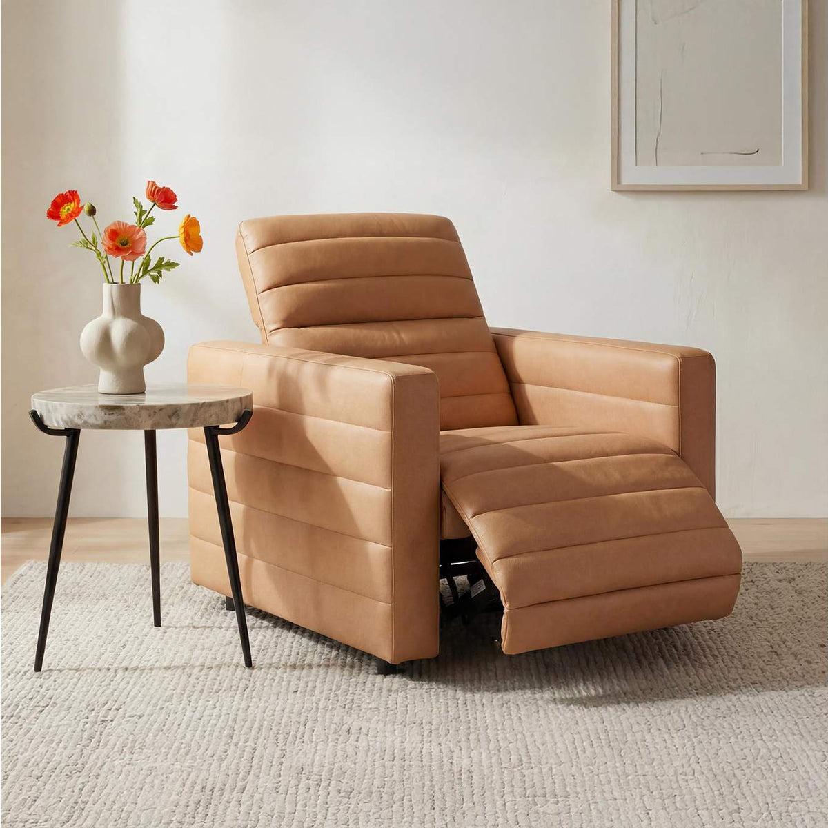 GO-1010-40 Juno Power Recliner Chair Tan Leather