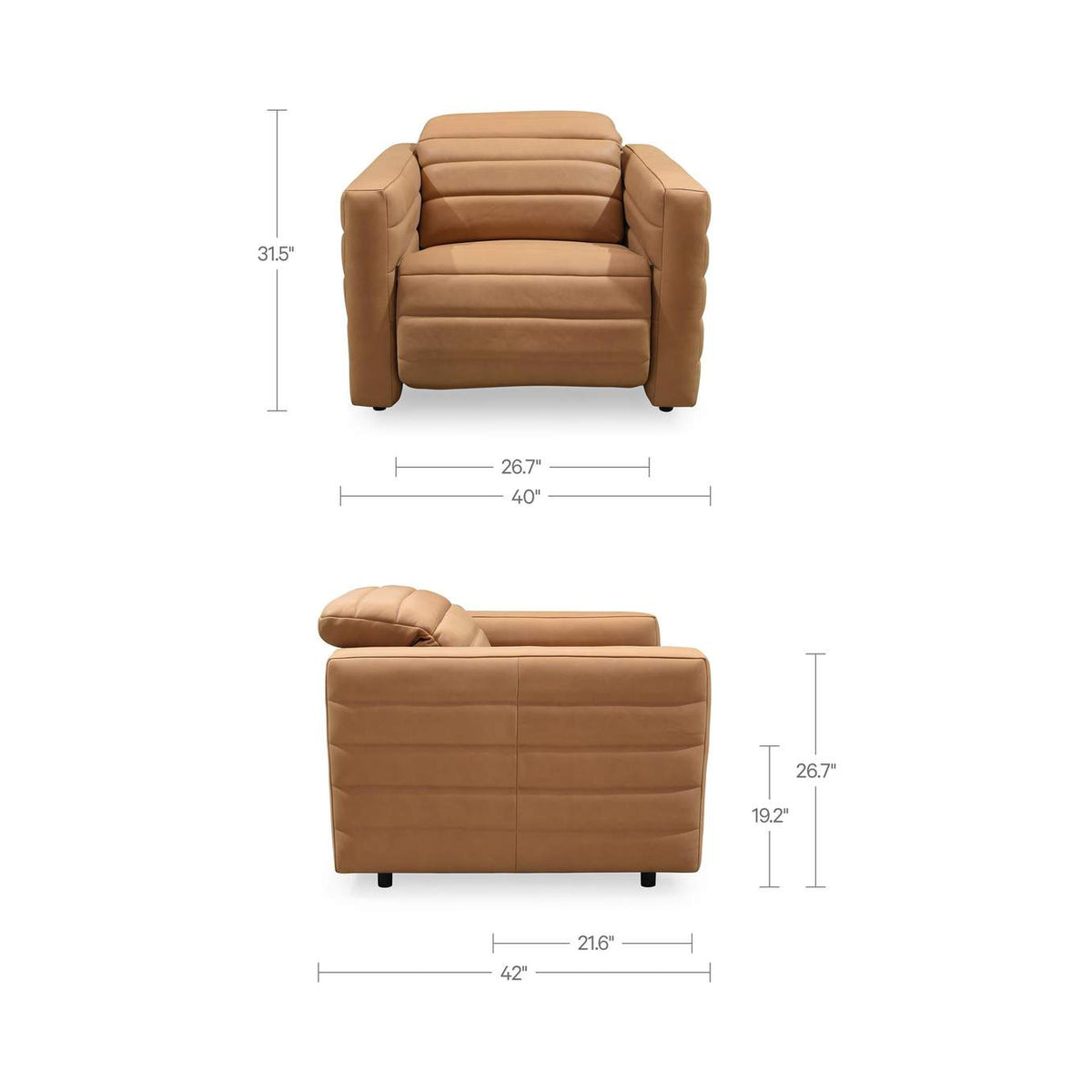 GO-1010-40 Juno Power Recliner Chair Tan Leather