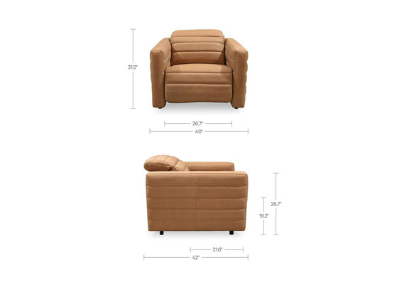 GO-1010-40 Juno Power Recliner Chair Tan Leather
