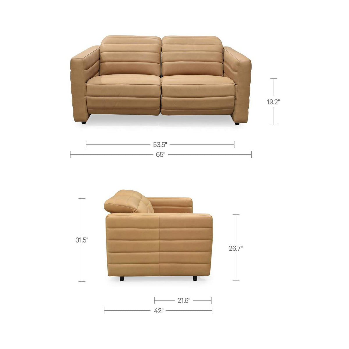 GO-1011-40-0 Juno Power Recliner Sofa Tan Leather
