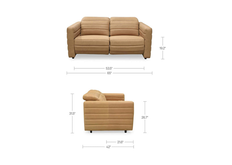 GO-1011-40-0 Juno Power Recliner Sofa Tan Leather