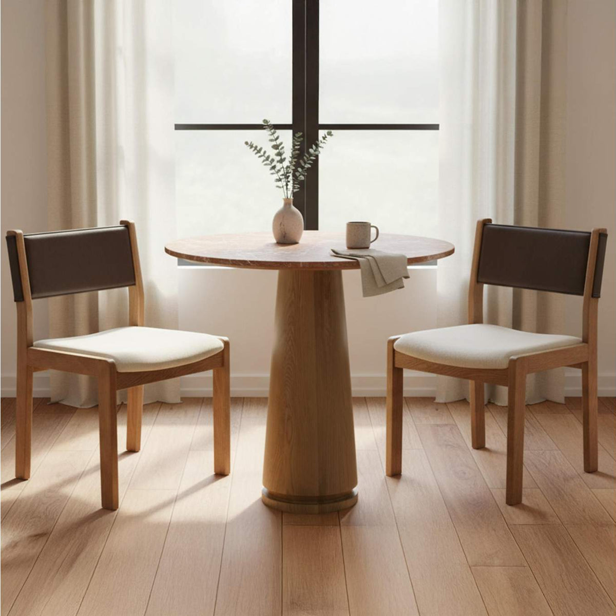 GO-1018-20 Carol Dining Chair Deep Brown Leather Set of Two