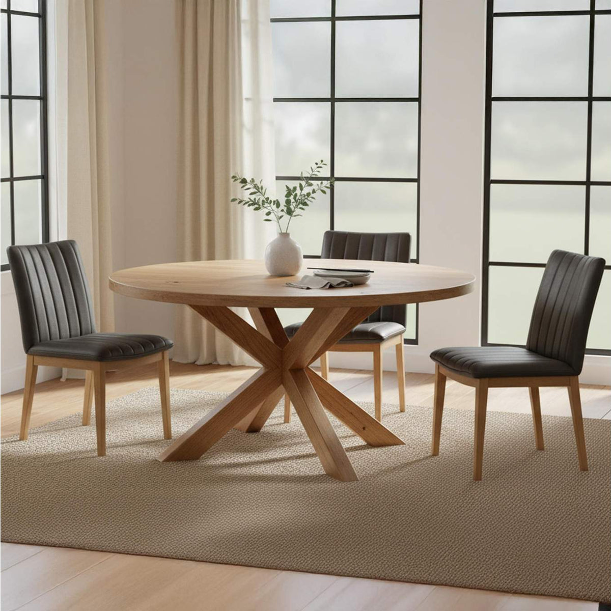 GO-1028-03 Demi Dining Chair Brown Leather - Set of Two