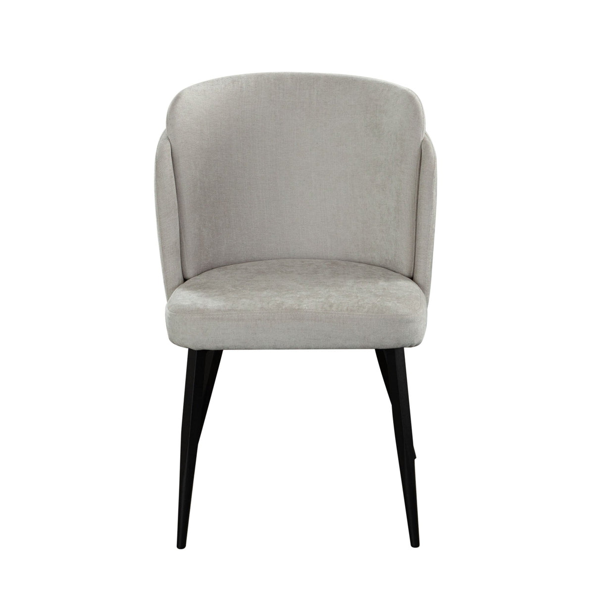 Grace Set of (2) Dining Chairs in Cream Polyester Fabric w/ Black Powder Coat Legs
