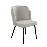 Grace Set of (2) Dining Chairs in Cream Polyester Fabric w/ Black Powder Coat Legs