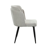 Grace Set of (2) Dining Chairs in Cream Polyester Fabric w/ Black Powder Coat Legs