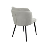 Grace Set of (2) Dining Chairs in Cream Polyester Fabric w/ Black Powder Coat Legs