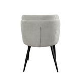 Grace Set of (2) Dining Chairs in Cream Polyester Fabric w/ Black Powder Coat Legs