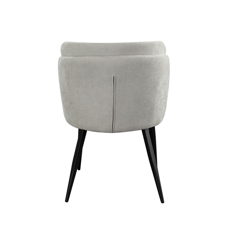 Grace Set of (2) Dining Chairs in Cream Polyester Fabric w/ Black Powder Coat Legs